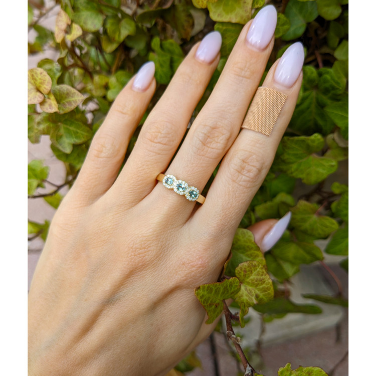 0.33 Ct. Alexandrite Natural Diamond Pave Ring, 14K Yellow Gold