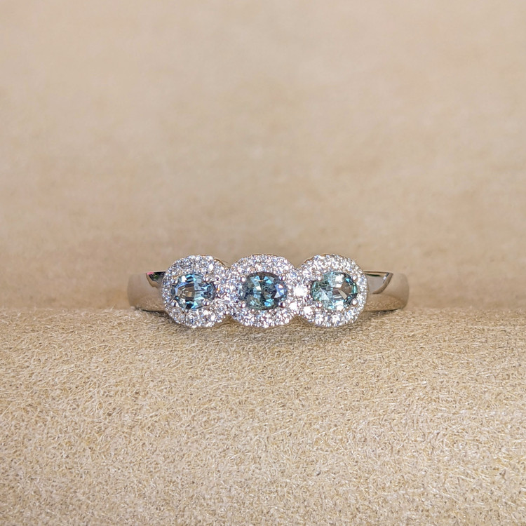 0.33 Ct. Alexandrite Natural Diamond Pave Ring, 14K White Gold