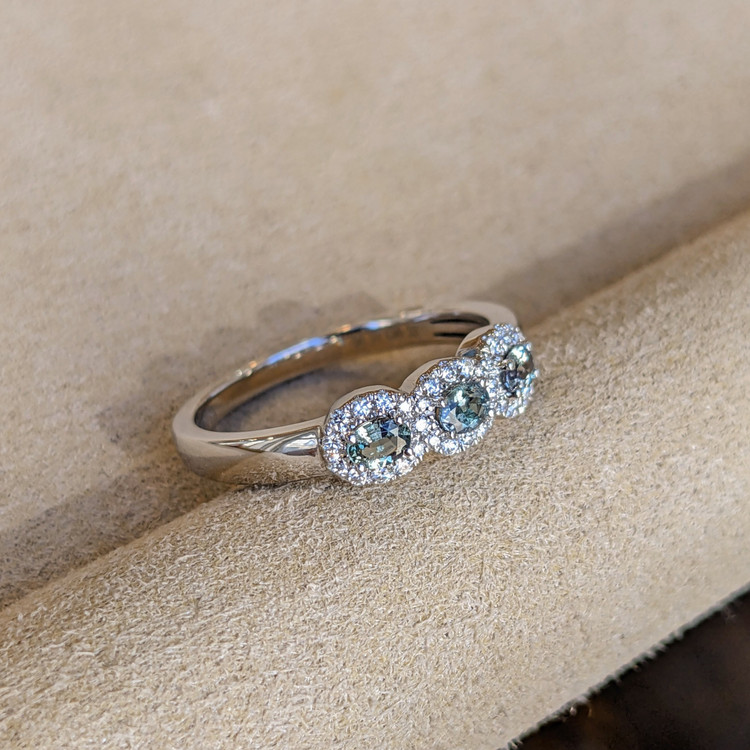 0.33 Ct. Alexandrite Natural Diamond Pave Ring, 14K White Gold