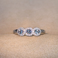0.33 Ct. Alexandrite Natural Diamond Pave Ring, 14K White Gold Image