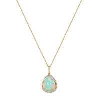 14.56 Ct. Opal Natural Diamond Antique Style Pendant, 14K Yellow Gold Image