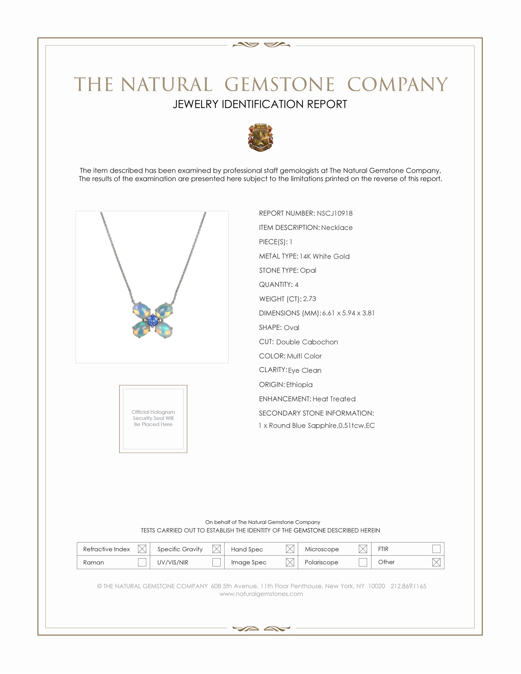 3.24 Ct. Opal Multi Stone Necklace, 14K White Gold