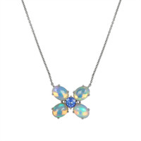 3.24 Ct. Opal Multi Stone Necklace, 14K White Gold Video