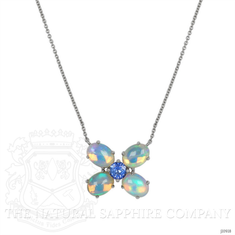 3.24 Ct. Opal Multi Stone Necklace, 14K White Gold