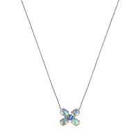 3.24 Ct. Opal Multi Stone Necklace, 14K White Gold Image