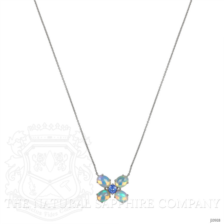 3.24 Ct. Opal Multi Stone Necklace, 14K White Gold