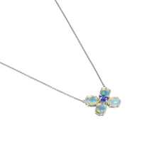 3.24 Ct. Opal Multi Stone Necklace, 14K White Gold Image