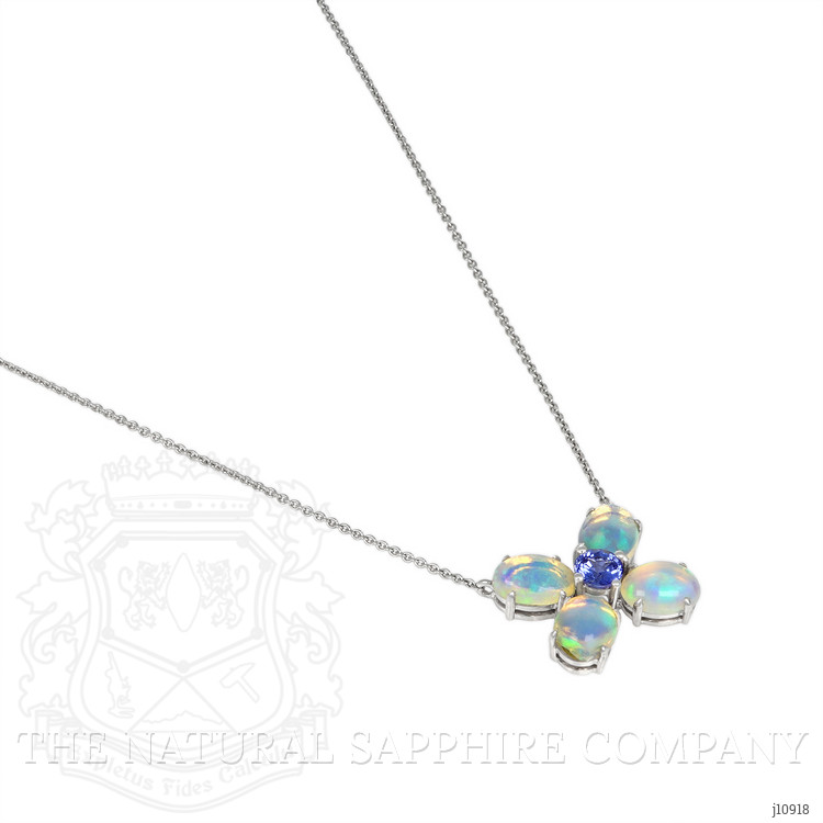3.24 Ct. Opal Multi Stone Necklace, 14K White Gold