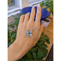 3.24 Ct. Opal Multi Stone Necklace, 14K White Gold Life Style