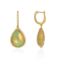 23.71 Ct.Tw. Opal Natural Diamond Pave Earrings, 18K Yellow Gold Image