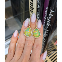 23.71 Ct.Tw. Opal Natural Diamond Pave Earrings, 18K Yellow Gold Life Style