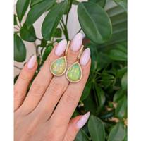 23.71 Ct.Tw. Opal Natural Diamond Pave Earrings, 18K Yellow Gold Life Style