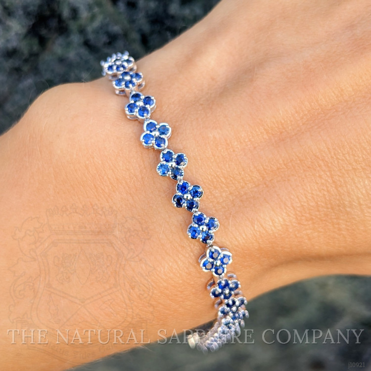 3.72 Ct.Tw. Blue Sapphire Pave Bracelet, 14K White Gold