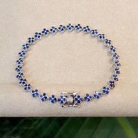 3.72&nbsp;Ct.Tw.Total Carat Weight Blue Sapphire Pave Bracelet, 14K White Gold Image