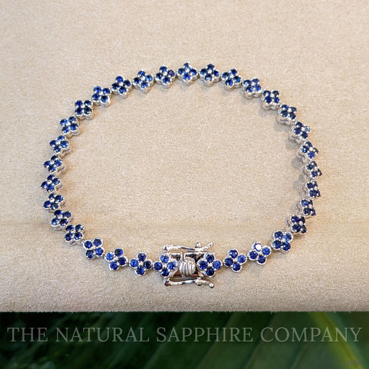 3.72 Ct.Tw. Blue Sapphire Pave Bracelet, 14K White Gold