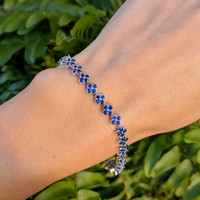 3.72&nbsp;Ct.Tw.Total Carat Weight Blue Sapphire Pave Bracelet, 14K White Gold Life Style
