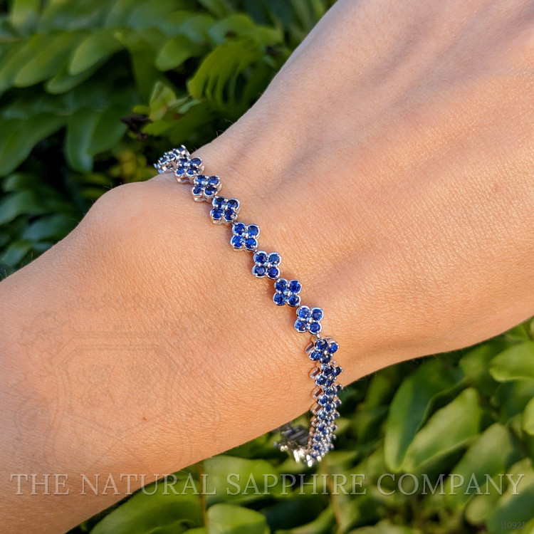 3.72 Ct.Tw. Blue Sapphire Pave Bracelet, 14K White Gold
