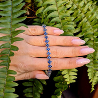 3.72&nbsp;Ct.Tw.Total Carat Weight Blue Sapphire Pave Bracelet, 14K White Gold Life Style