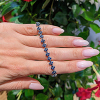 3.72&nbsp;Ct.Tw.Total Carat Weight Blue Sapphire Pave Bracelet, 14K White Gold Life Style