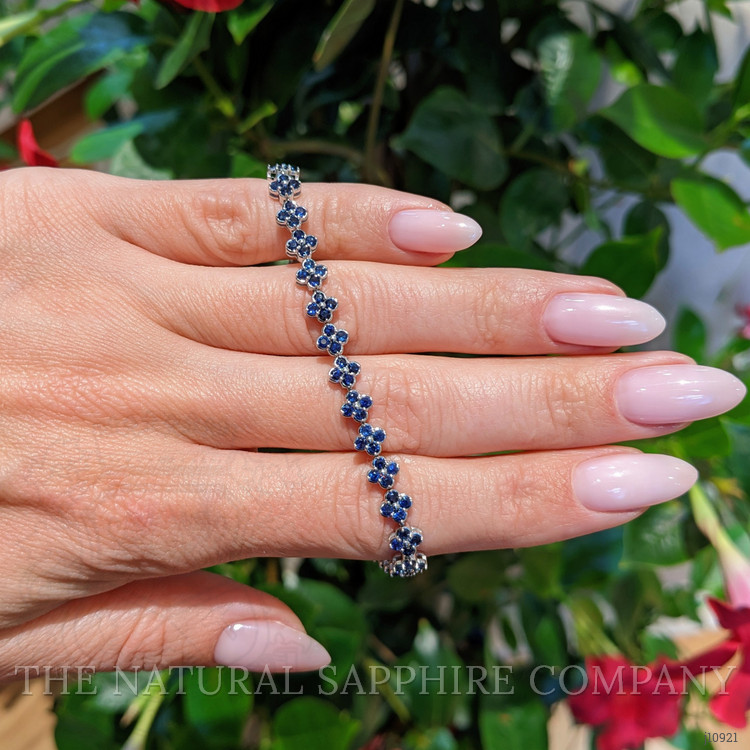 3.72 Ct.Tw. Blue Sapphire Pave Bracelet, 14K White Gold