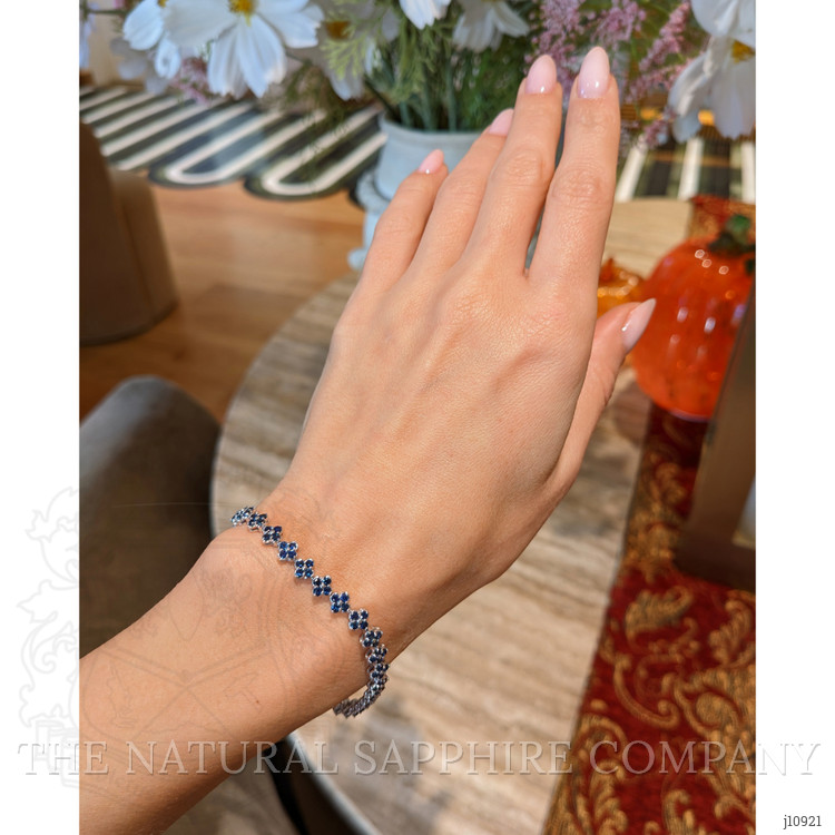 3.72 Ct.Tw. Blue Sapphire Pave Bracelet, 14K White Gold