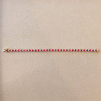 7.57 Ct.Tw. Ruby Natural Diamond Tennis/Line Bracelet, 14K Yellow Gold Image