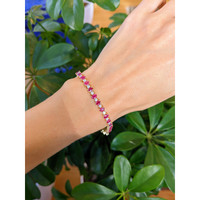 7.57 Ct.Tw. Ruby Natural Diamond Tennis/Line Bracelet, 14K Yellow Gold Life Style