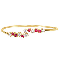0.56 Ct.Tw. Ruby Natural Diamond Bangle Bracelet, 14K Yellow Gold Image