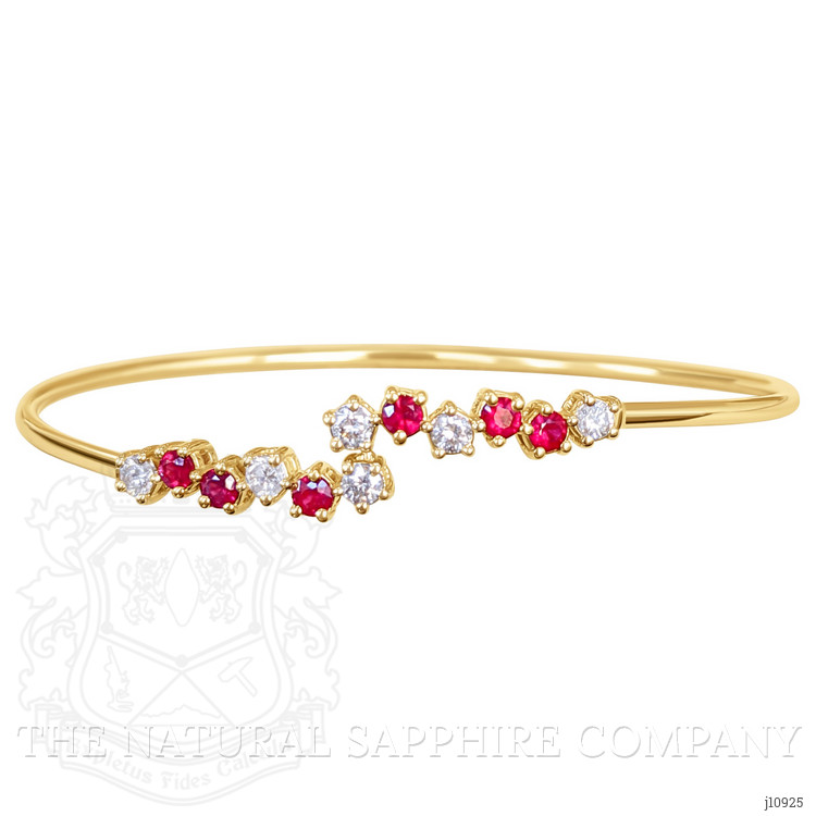 0.56 Ct.Tw. Ruby Natural Diamond Bangle Bracelet, 14K Yellow Gold