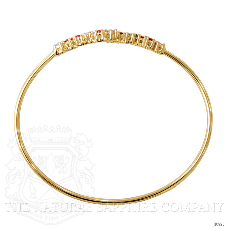 0.56 Ct.Tw. Ruby Natural Diamond Bangle Bracelet, 14K Yellow Gold