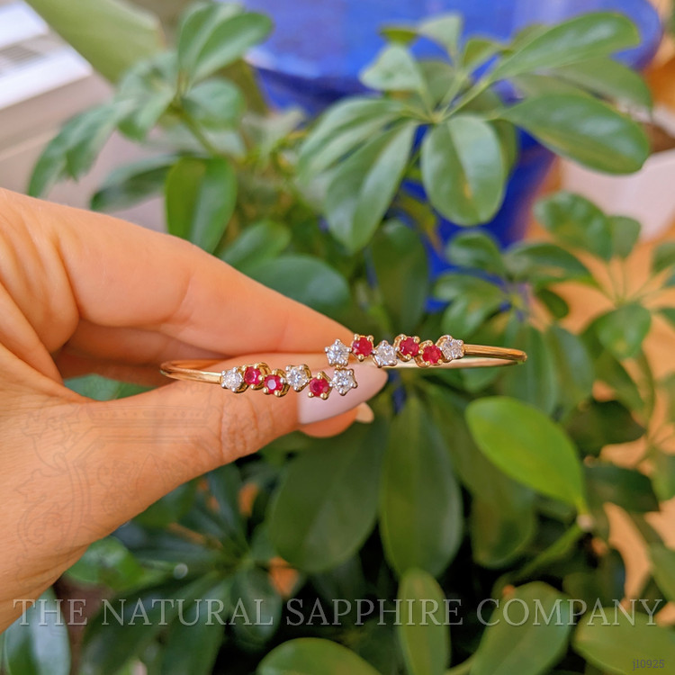 0.56 Ct.Tw. Ruby Natural Diamond Bangle Bracelet, 14K Yellow Gold
