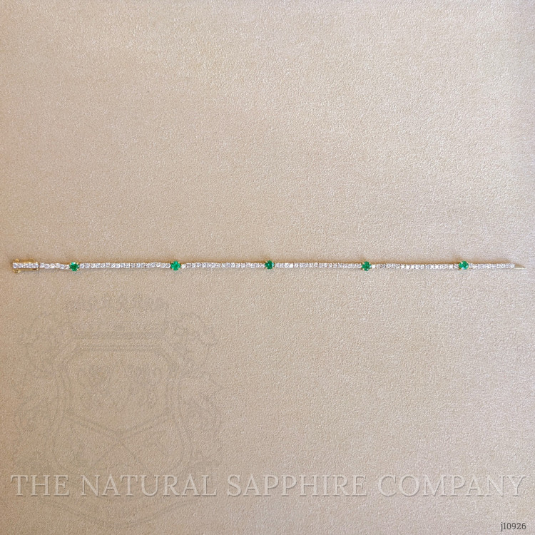 0.67 Ct.Tw. Emerald and Natural Diamond Tennis/Line Bracelet, 14K Yellow Gold