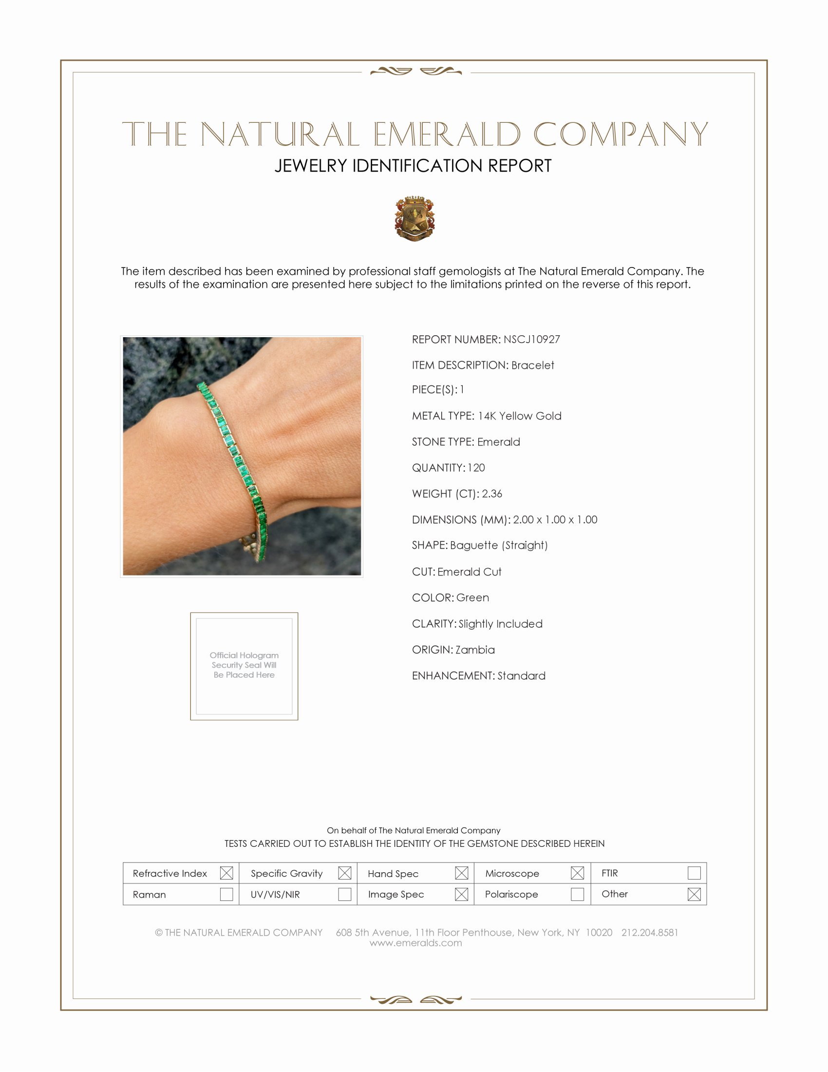 2.36 Ct.Tw. Emerald Tennis/Line Bracelet, 14K Yellow Gold