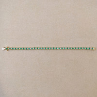 4.82 Ct.Tw.Total Carat Weight Emerald and Natural Diamond Pave Bracelet, 14K Yellow Gold Image