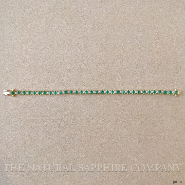 4.82 Ct.Tw. Emerald and Natural Diamond Pave Bracelet, 14K Yellow Gold