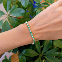 4.82 Ct.Tw.Total Carat Weight Emerald and Natural Diamond Pave Bracelet, 14K Yellow Gold Life Style