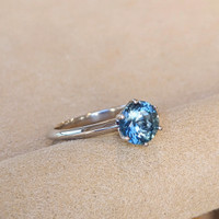 1.66 Ct. Greenish Blue Sapphire Solitaire Ring, Platinum 950 Image