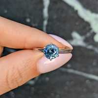 1.66 Ct. Greenish Blue Sapphire Solitaire Ring, Platinum 950 Life Style