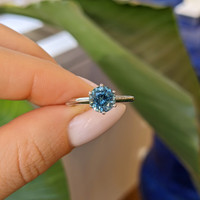 1.66 Ct. Greenish Blue Sapphire Solitaire Ring, Platinum 950 Life Style