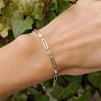 0.13 Ct.Tw. Emerald Natural Diamond Accent Stones Bracelet, 14K Yellow Gold Life Style
