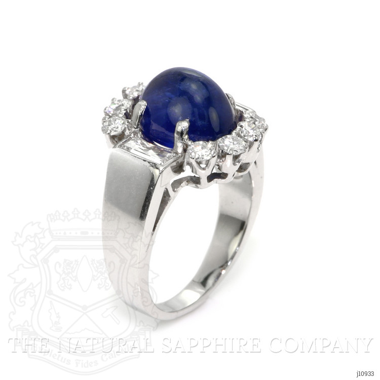 5.35 Ct. Blue Sapphire and Natural Diamond Antique Style Ring, 18K White Gold