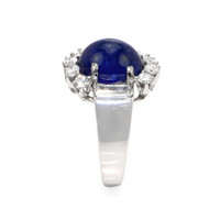 5.35 Ct. Blue Sapphire and Natural Diamond Antique Style Ring, 18K White Gold Image