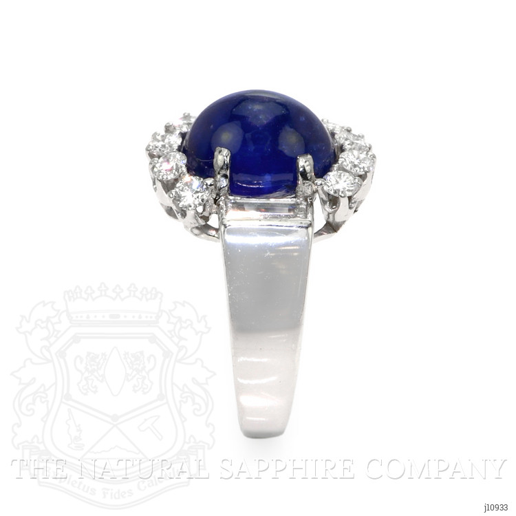 5.35 Ct. Blue Sapphire and Natural Diamond Antique Style Ring, 18K White Gold