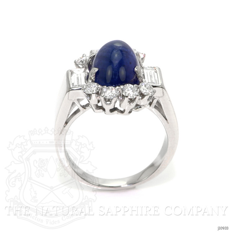 5.35 Ct. Blue Sapphire and Natural Diamond Antique Style Ring, 18K White Gold