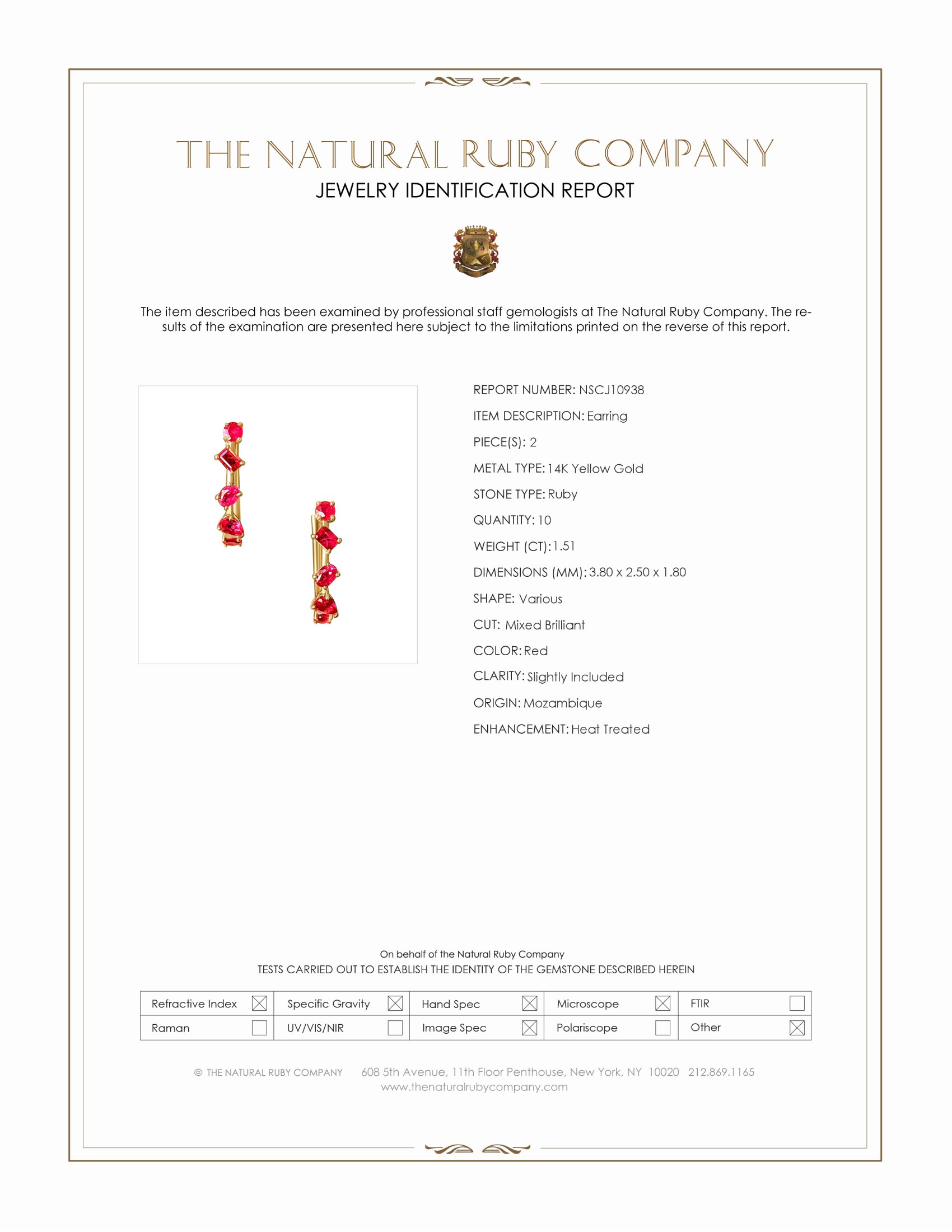 1.51 Ct.Tw. Ruby Accent Stones Earrings, 14K Yellow Gold