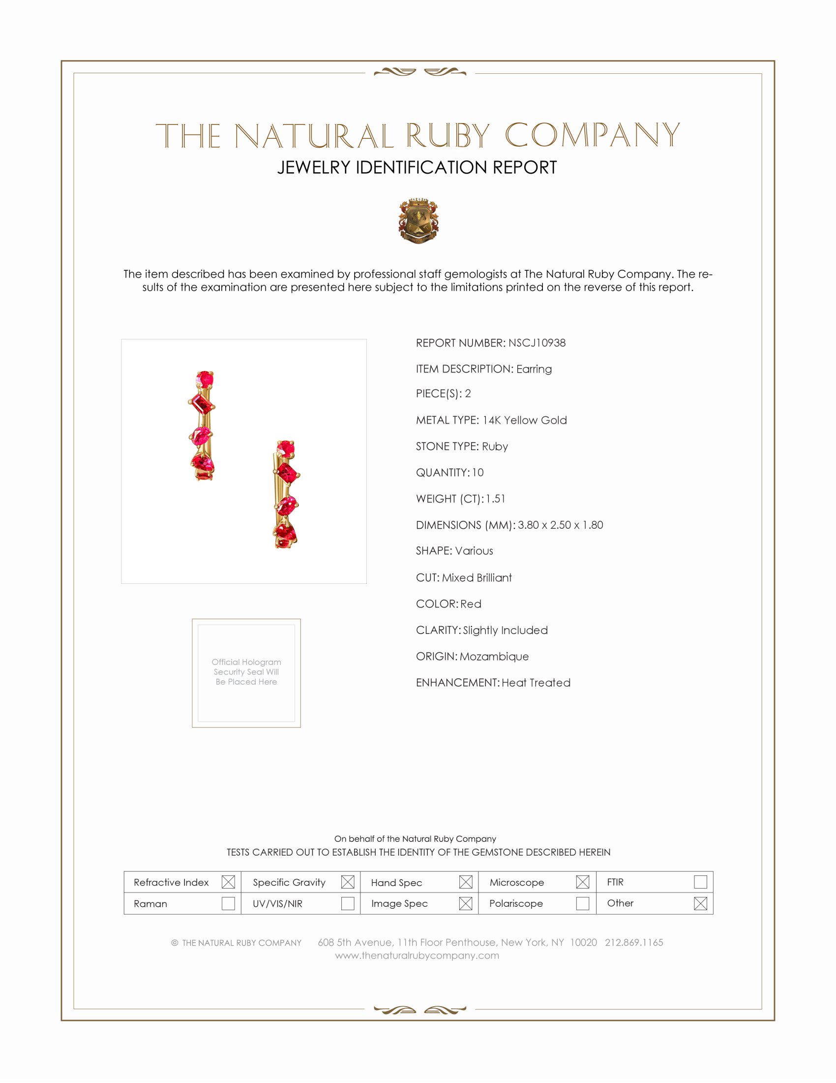 1.51 Ct.Tw. Ruby Accent Stones Earrings, 14K Yellow Gold