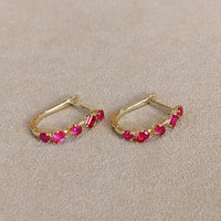 1.51 Ct.Tw. Ruby Accent Stones Earrings, 14K Yellow Gold Image