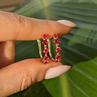 1.51 Ct.Tw. Ruby Accent Stones Earrings, 14K Yellow Gold Life Style