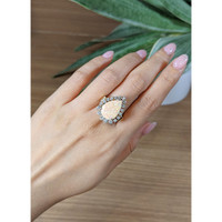 3.75 Ct. Opal Natural Diamond Halo Ring, 18K Yellow Gold Life Style