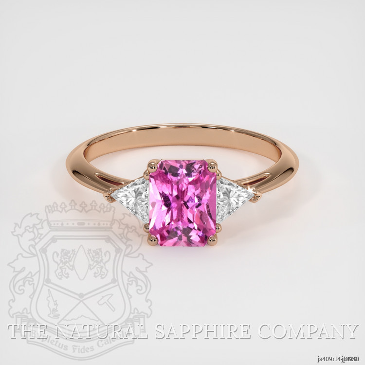 1.32 Ct. Pink Sapphire and Natural Diamond Three Stone Ring, 14K Rose Gold